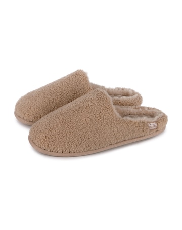 totes Ladies Curly Fur Mule Slippers