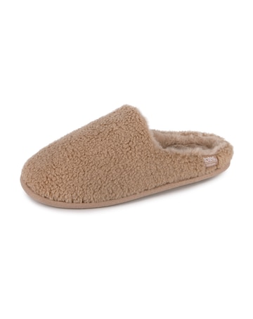 totes Ladies Curly Fur Mule Slippers