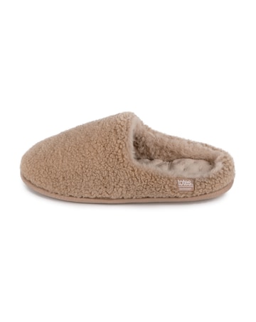 totes Ladies Curly Fur Mule Slippers
