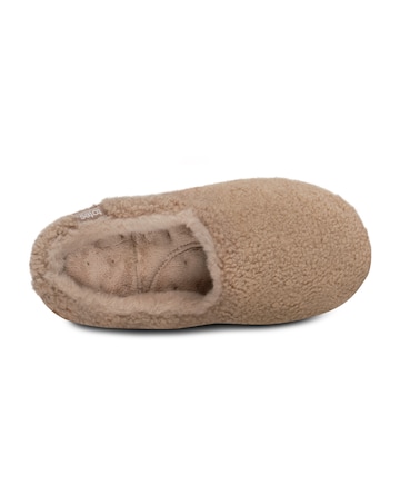 totes Ladies Curly Fur Mule Slippers