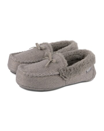 totes Ladies Herringbone Moccasin W/Fur Cuff