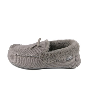 totes Ladies Herringbone Moccasin W/Fur Cuff