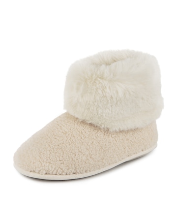 totes Ladies Borg Boot Fur Cuff Slippers