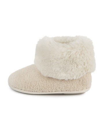 totes Ladies Borg Boot Fur Cuff Slippers