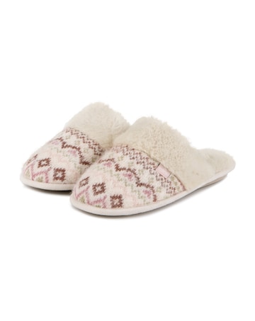 totes Ladies Fair Isle Knit Mule Slippers