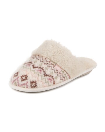 totes Ladies Fair Isle Knit Mule Slippers