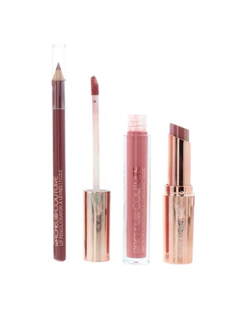 Rachel Couture Lip Kit Nude 3 Piece Gift Set: Lipstick Lip Gloss Lip Liner