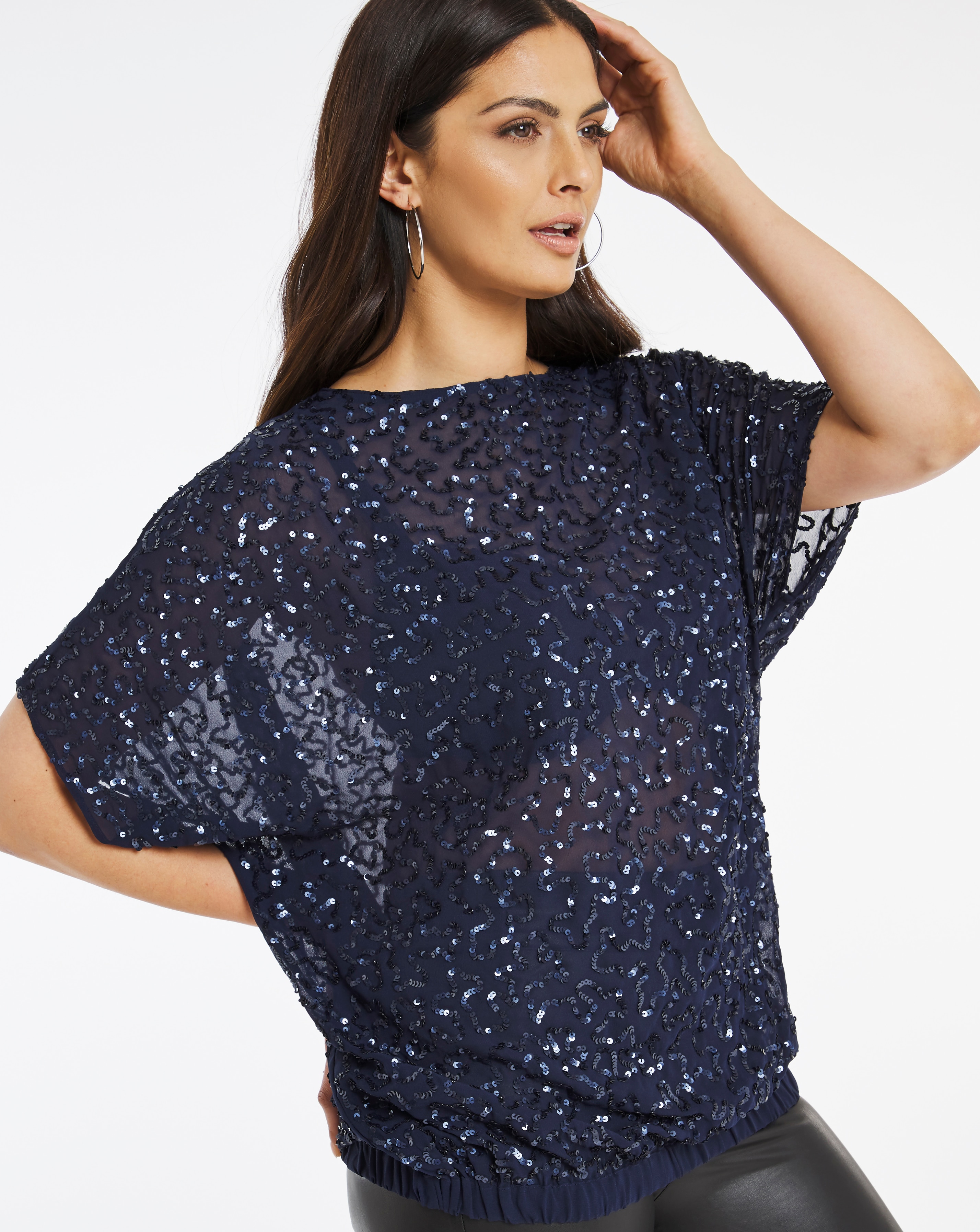 navy sequin tops
