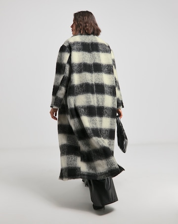 Brushed Mono Check Maxi Coat