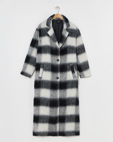 Brushed Mono Check Maxi Coat