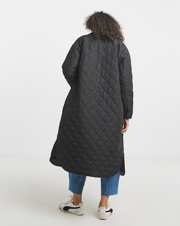 Black Longline Quilted Shacket