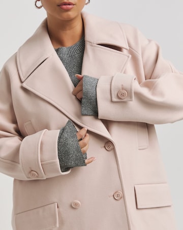 Soft Pink DB Faux Wool Coat