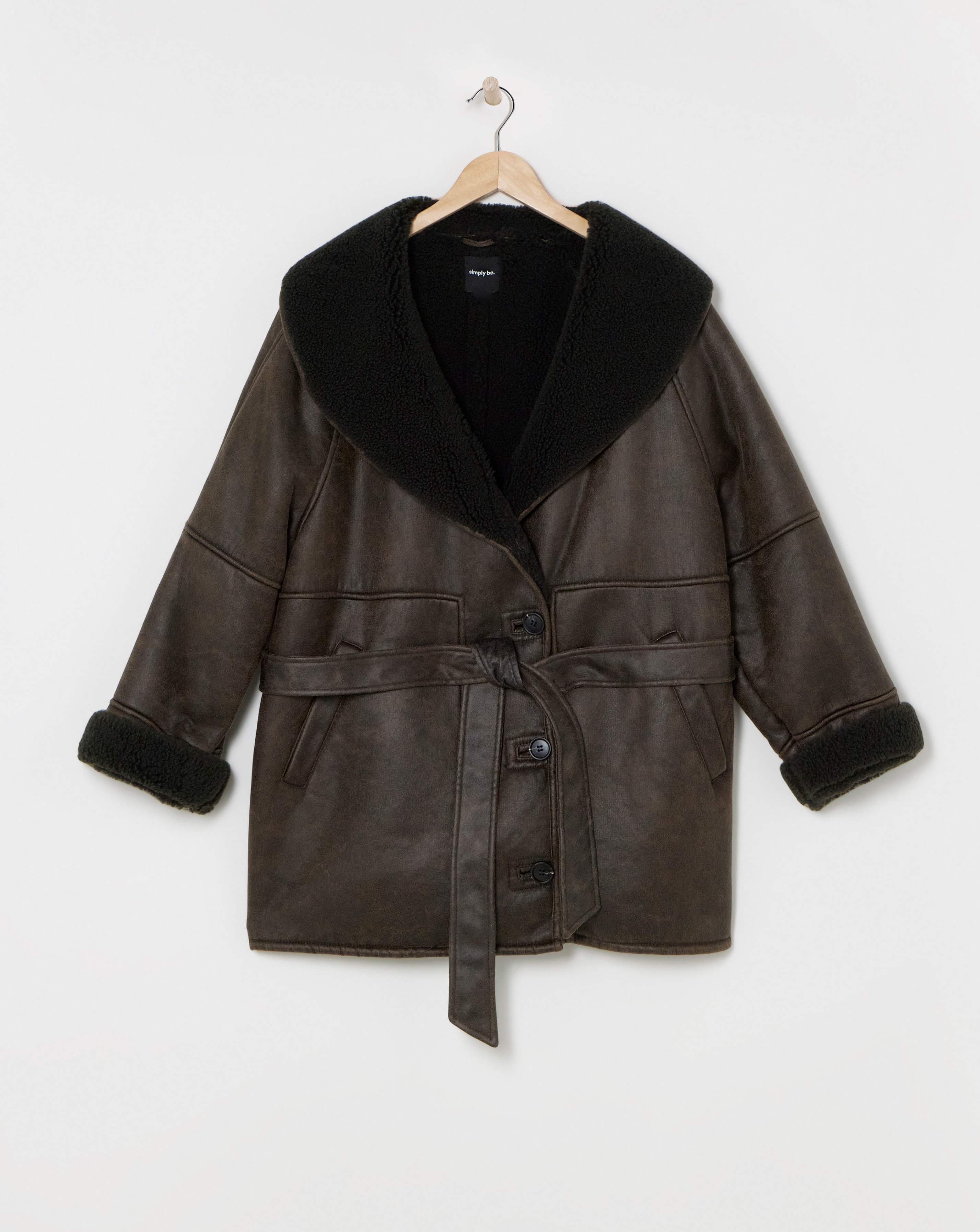 Dark Brown Shawl Collar Aviator