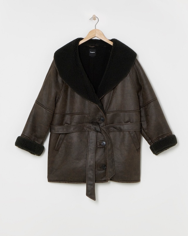 Dark Brown Shawl Collar Aviator
