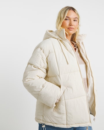 Off White Square Padded Short Coat