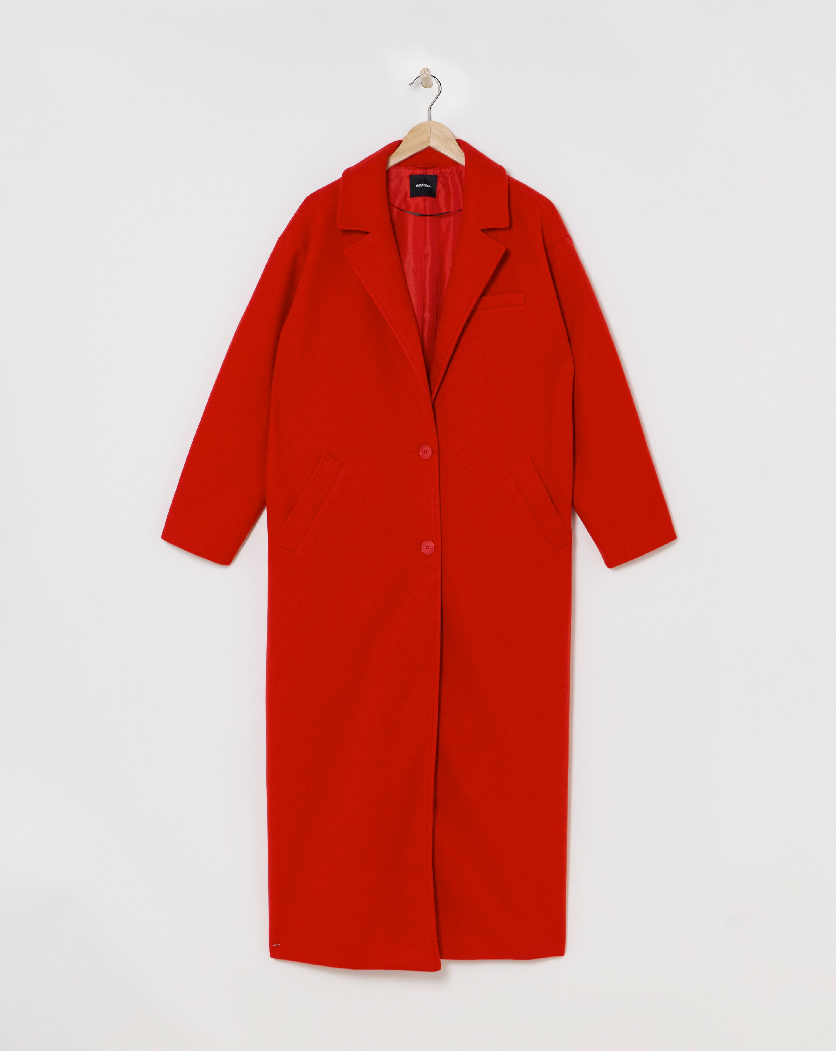 Red Faux Wool Maxi Coat