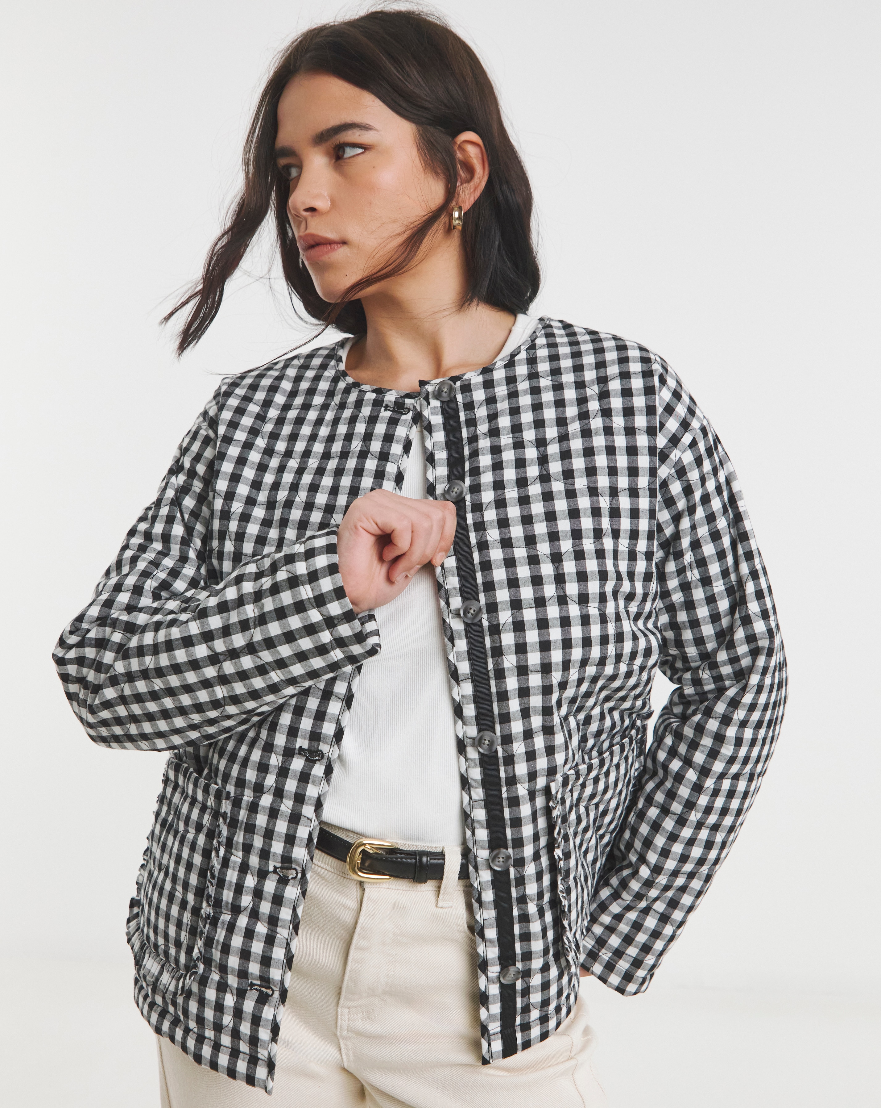Simply Be Black Gingham Jacket