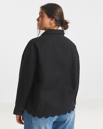 Simply Be Black Broderie Hem Utility Cropped Jacket