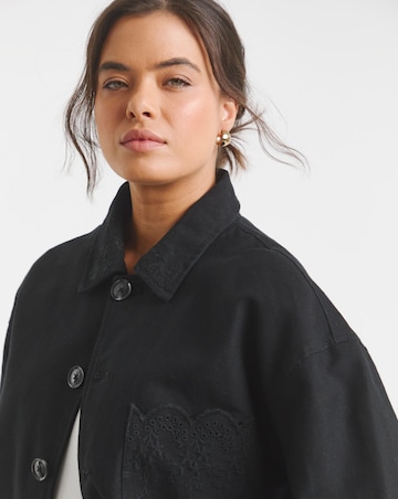 Simply Be Black Broderie Hem Utility Cropped Jacket