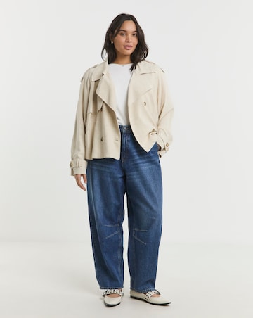 Simply Be Neutral Cropped Linen Trench