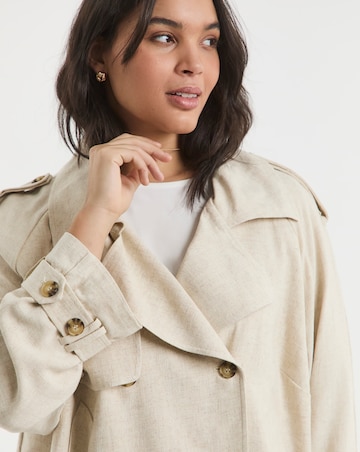 Simply Be Neutral Cropped Linen Trench