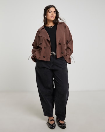 Simply Be Brown Drape Cropped Trench
