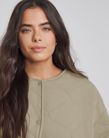 Simply Be Khaki Textured Quilted Round Collar Jacket