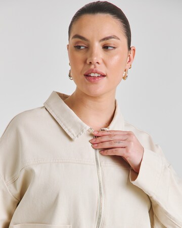 Simply Be Stone Cropped Utility Jacket