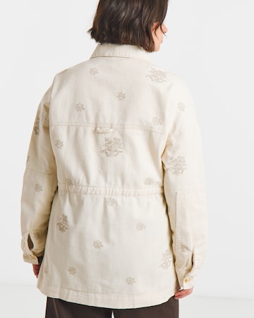 Simply Be Stone Floral Embroidered Utility Jacket