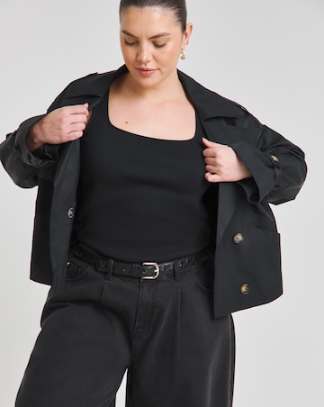 Simply Be Black Cropped Trench