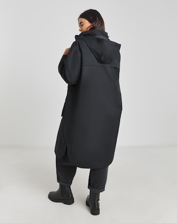Black Hooded Longline Utility Coat