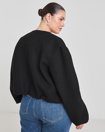 Simply Be Black Bubble Hem Round Collar Jacket
