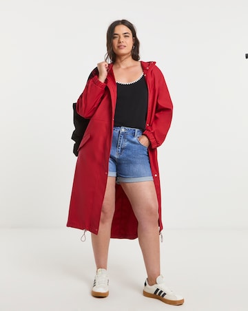 Simply Be Red Longline Rubberised Coat