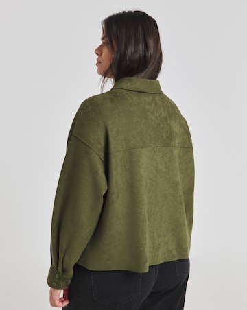 Simply Be Khaki Suedette Cropped Shacket