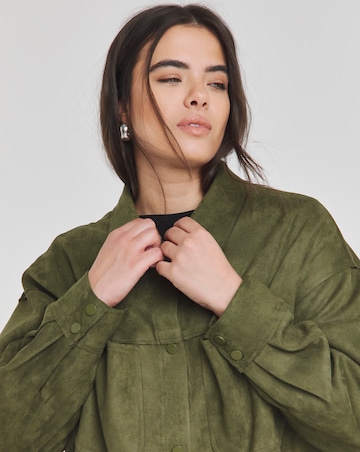 Simply Be Khaki Suedette Cropped Shacket