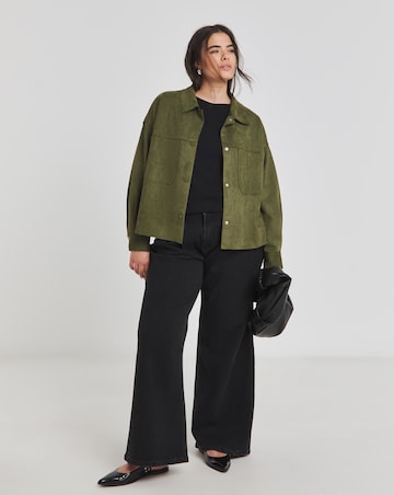 Simply Be Khaki Suedette Cropped Shacket