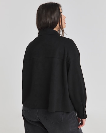 Simply Be Black Suedette Cropped Shacket