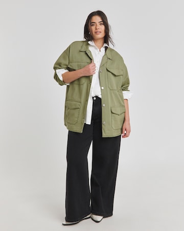 Simply Be Khaki Stitch Detail Utility Jacket