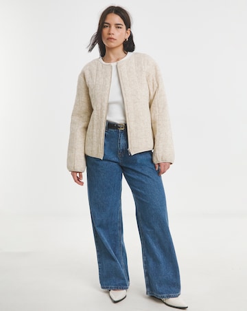 Simply Be Neutral Floral Jacquard Collarless Jacket