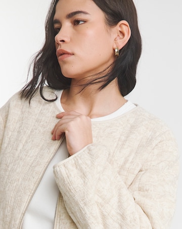 Simply Be Neutral Floral Jacquard Collarless Jacket