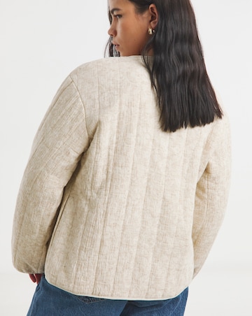 Simply Be Neutral Floral Jacquard Collarless Jacket