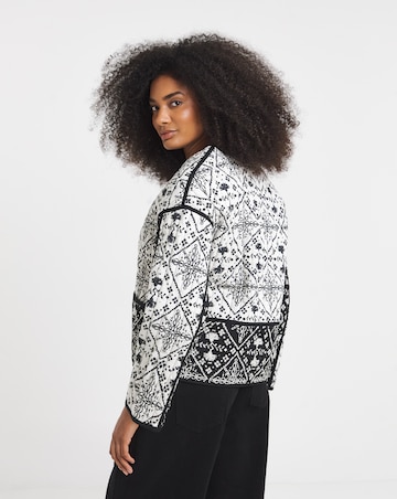 Simply Be Reversible Black & Mono Print Tie Front Jacket