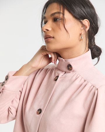 Simply Be Soft Pink Funnel Neck Suedette Jacket