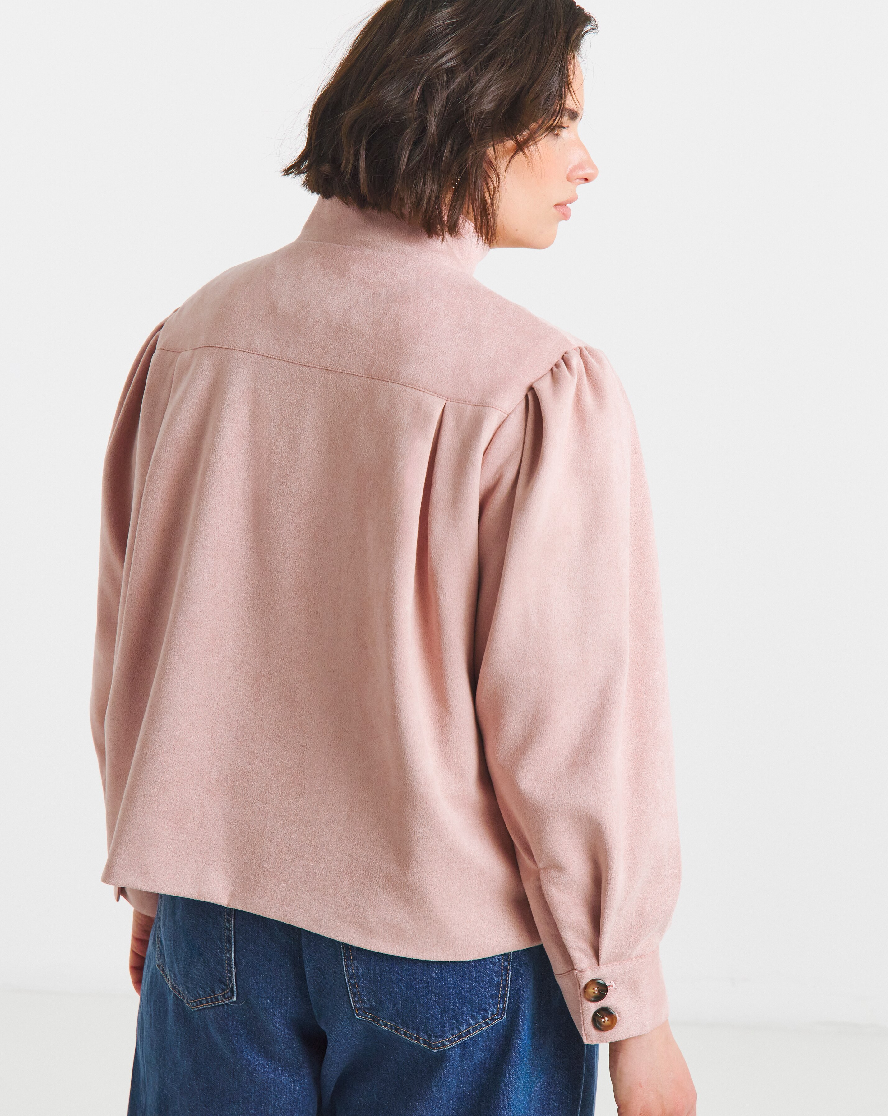 Simply Be Soft Pink Funnel Neck Suedette Jacket | JD Williams