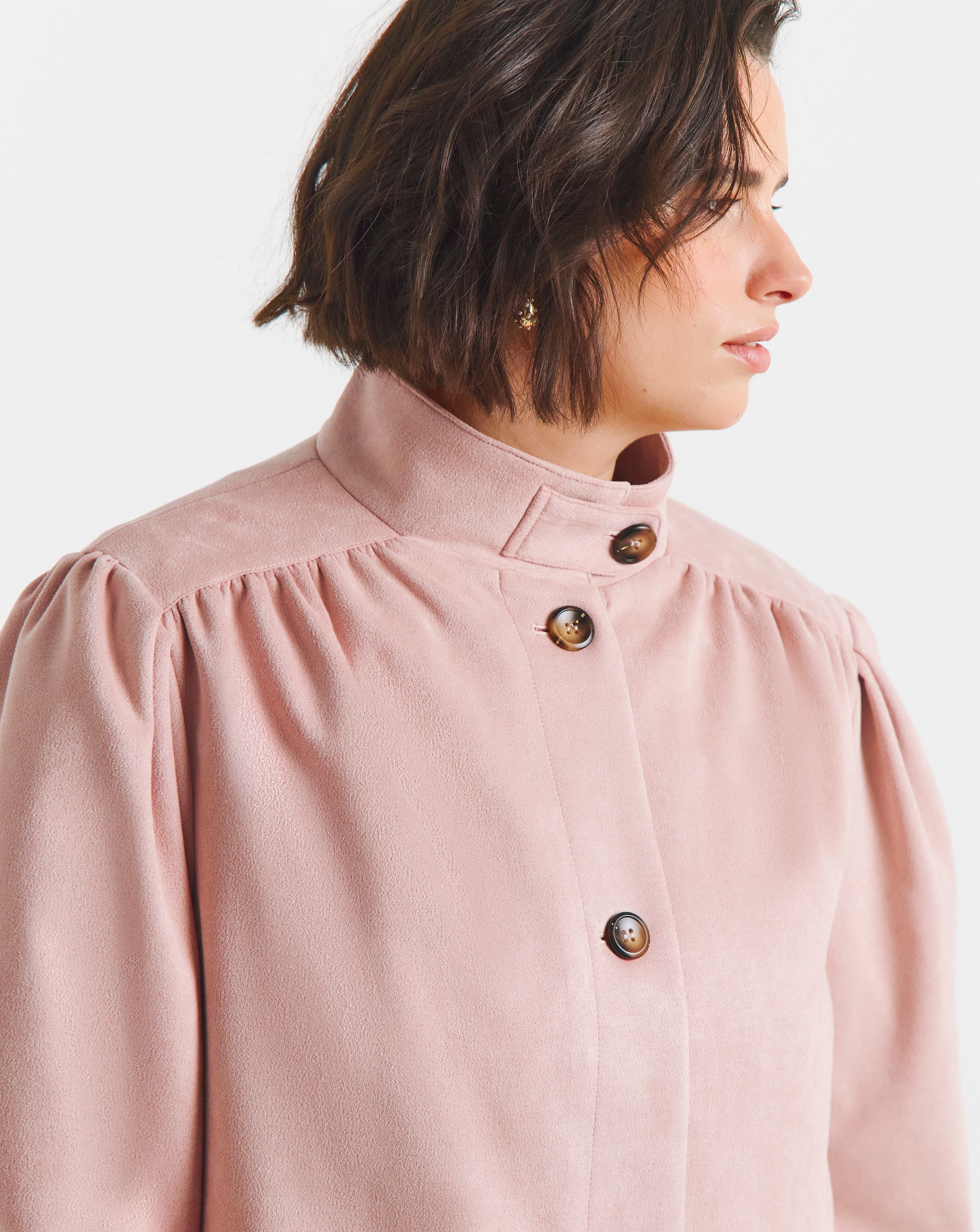 【新品未着用】イデアルーチェ　バルーンブルゾン　ピンク　ジャケット　小柴恵美さん Simply Be Soft Pink Funnel Neck Suedette Jacket | JD Williams