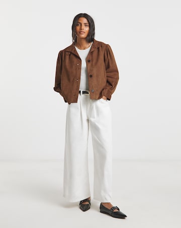 Simply Be Tan Funnel Neck Suedette Jacket