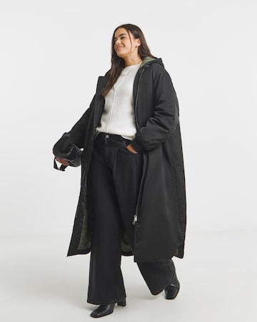 Simply Be Black Hooded Longline Bomber