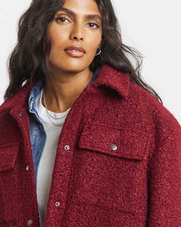 Simply Be Burgundy Plush Teddy Pocket Shacket