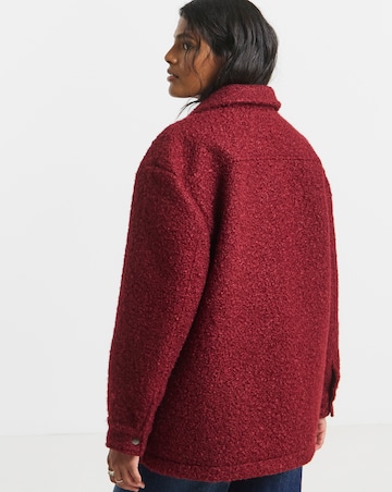 Simply Be Burgundy Plush Teddy Pocket Shacket