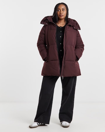 Burgundy Longline Padded Coat
